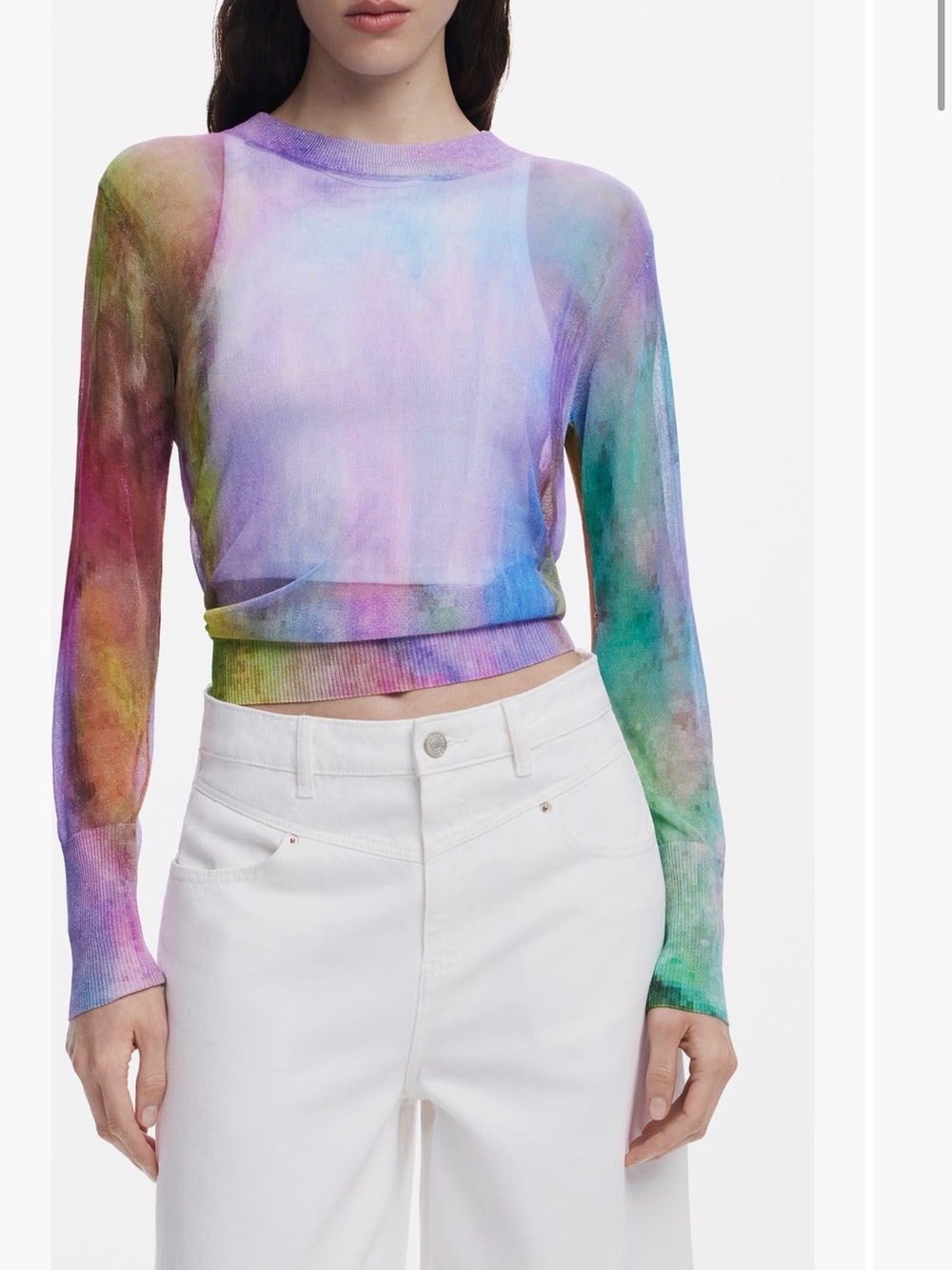 NWT- Tie-Dye Long Thin Gauge Sweater - DESIGUAL